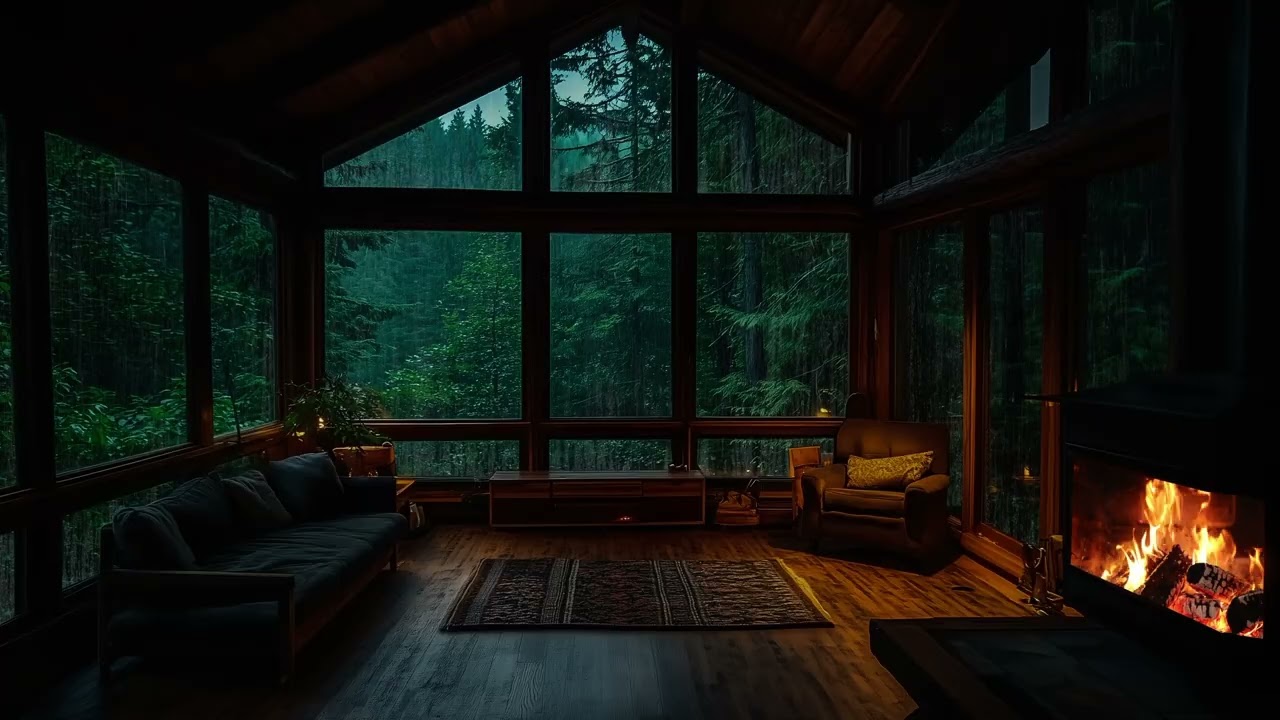 Relaxing Rain Sounds for Sleep 🌧️ Cozy Fireplace Ambience for Deep Relaxation & Restful Night