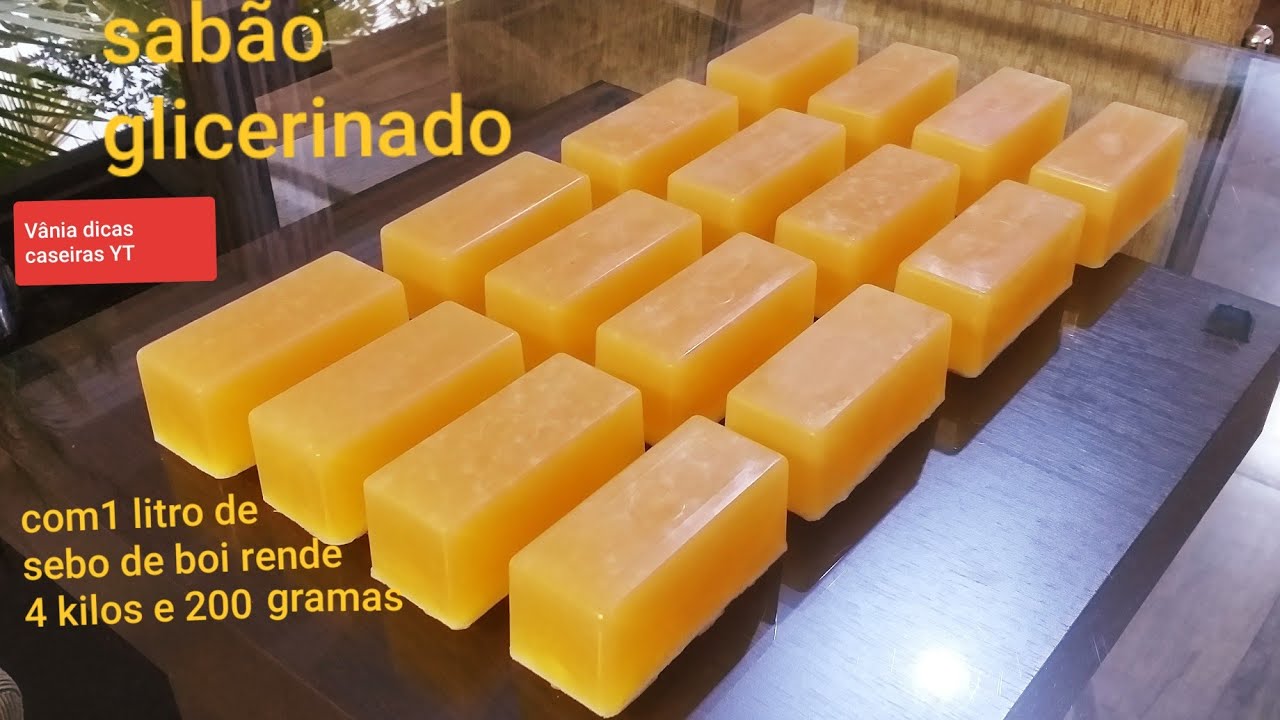 FAÇA SABÃO GLICERINADO COM 1 LITRO DE SEBO DE BOI RENDE 4 KILOS E 200 GRAMAS.