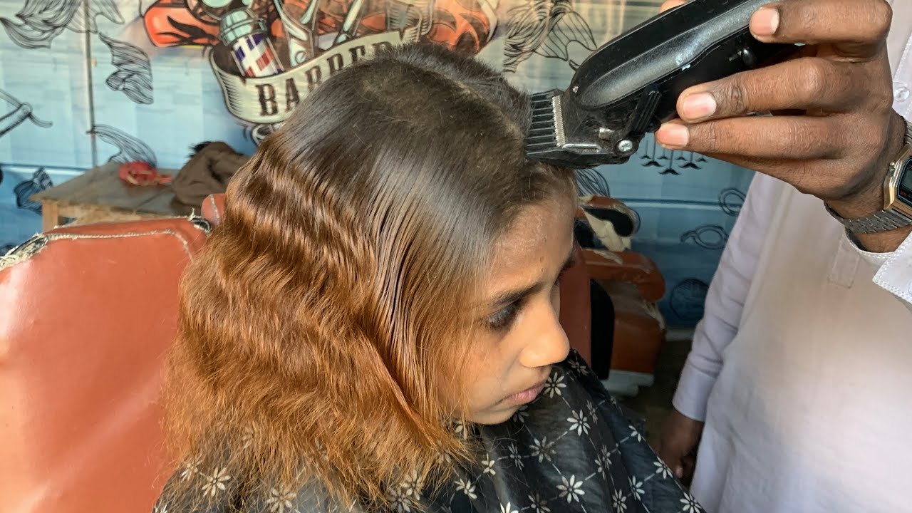ASMR Hair Transformation | Girl with Very Long Brown Hair Gets a Head Shave