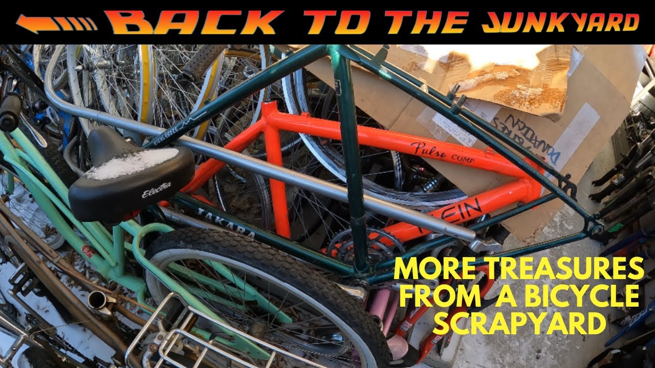 Searching for the perfect used bike. Bicycle parts yard visit