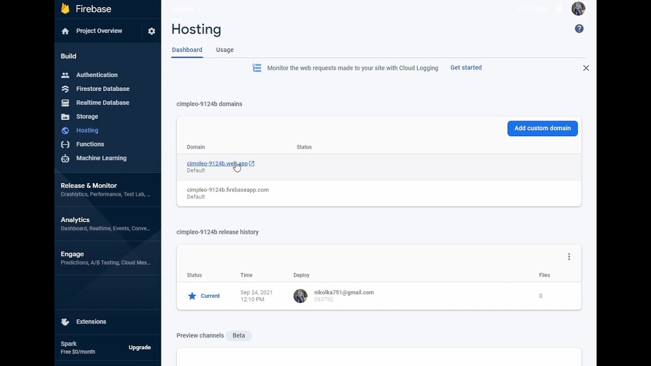 Установка сайта на хостинг Firebase