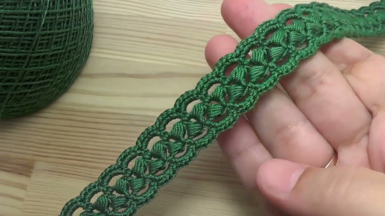 How to make crochet border lace design for beginners 👍 SUPER RIBBON LACE pattern :)🧶