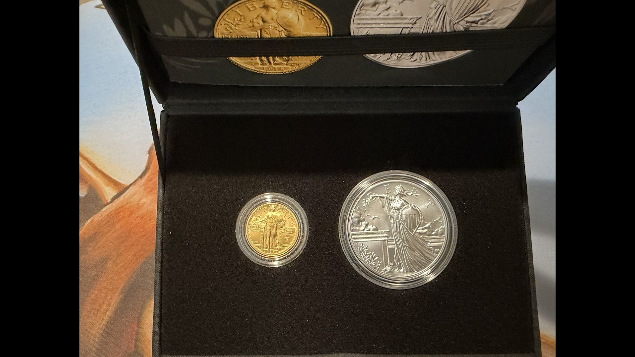 1916 Standing Liberty Gold Quarter Dollar and Silver Medal Review