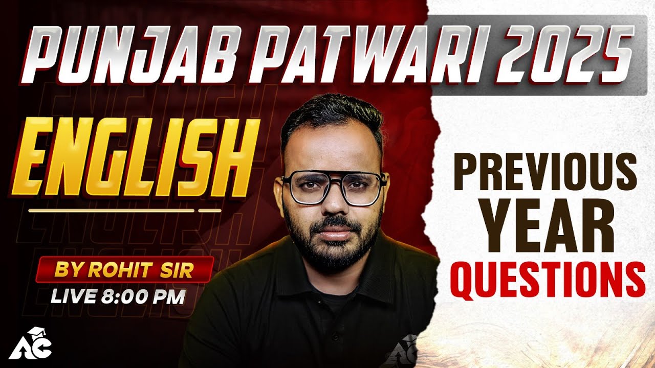 Punjab Patwari Exam Preparation 2025 English Previous Year Questions By Rohit Sir