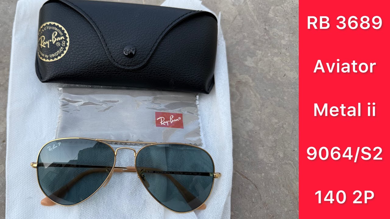  RAY-BAN AVIATOR METAL II RB 3689 9064/S2  Arista Aviator with Blue Polarized Lenses