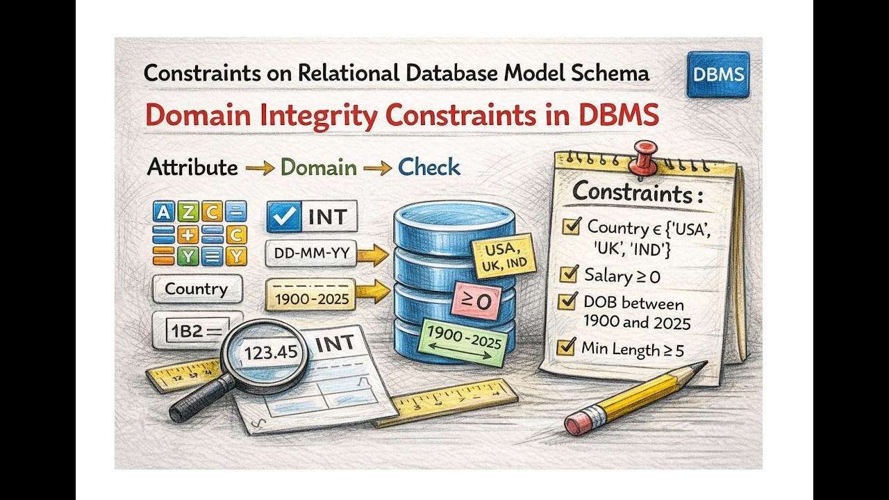 Constraints on Relational Database Model schema __ domain integrity constraints in dbms