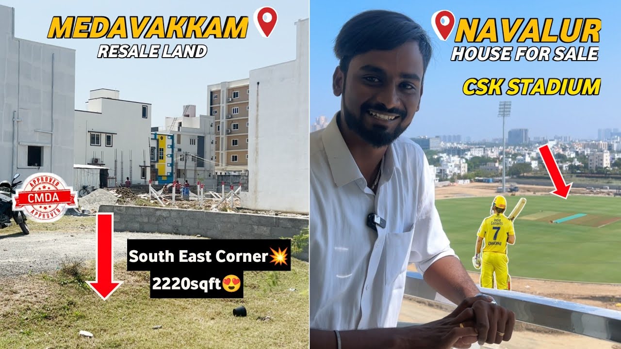 2in1😱Resale Land in Medavakkam & Flat for sale in Navalur OMR😍Near Metro🚇 View of CSK Stadium💥