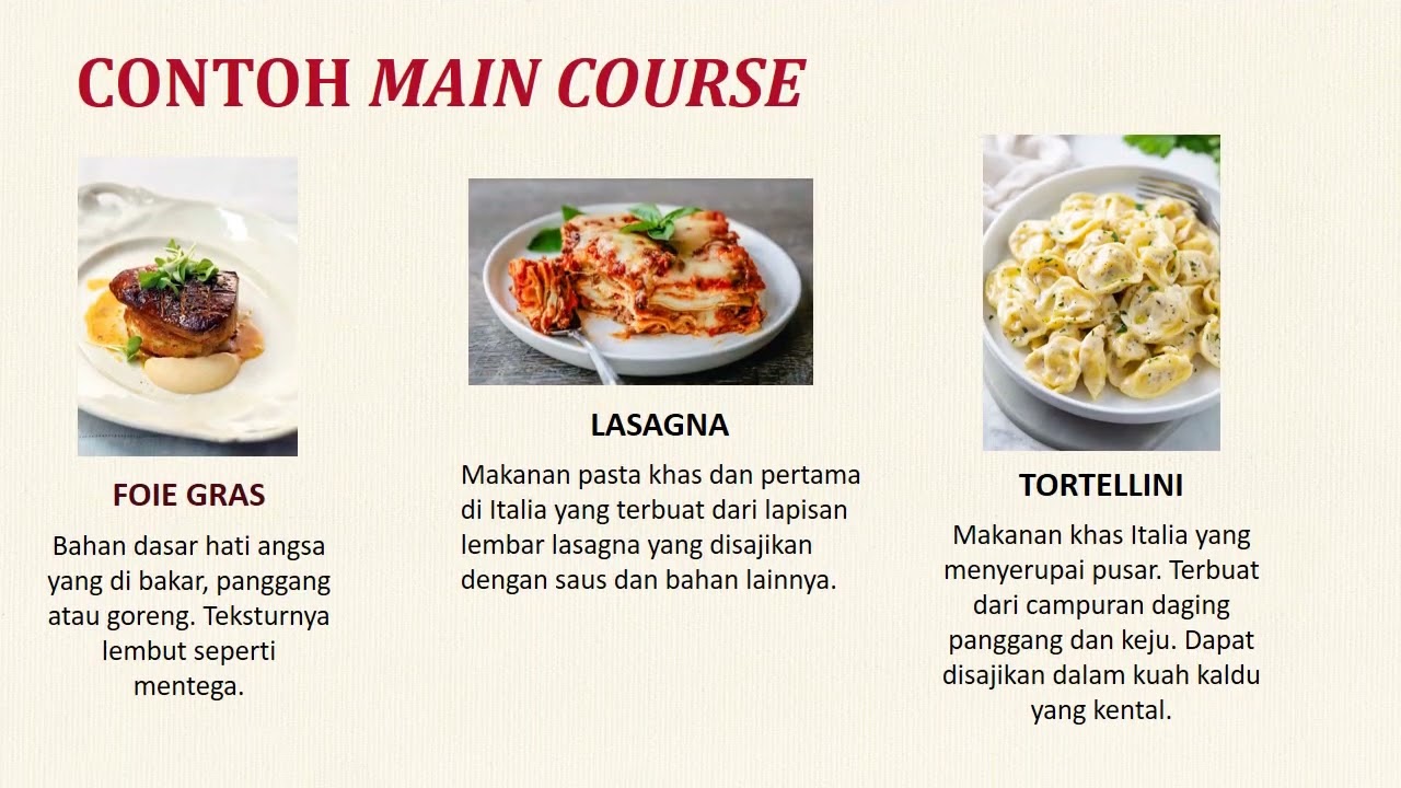 Materi Hidangan Utama/ Main Course SMK Jurusan Tata Boga