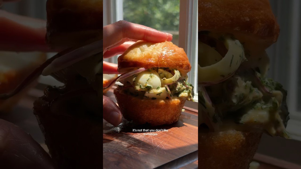 Greeny Tahini Egg Salad & Focaccia Muffins #easyrecipes
