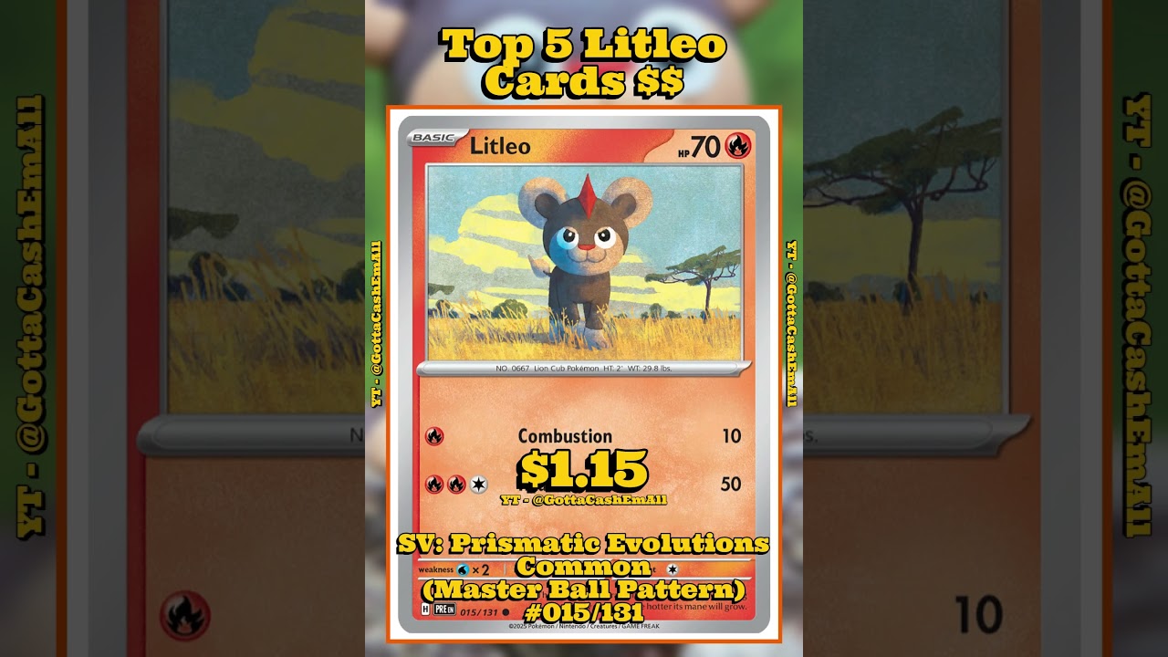 Top 5 RAREST Litleo Pok&eacute;mon Cards! 🔥🦁 #pokemon #top5 #tcg #pok&eacute;mon #pokemoncards #pokemontcg