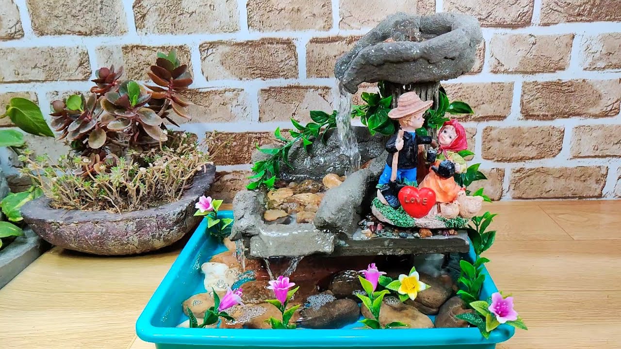 How to make amazing natural cemented waterfall fountain water fountain