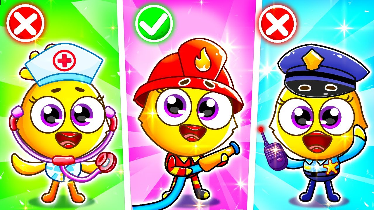 FireGirl, DoctorGirl and PoliceGirl 🚒👮| Learn Professions & Color by Lamba Lamby Kids Songs
