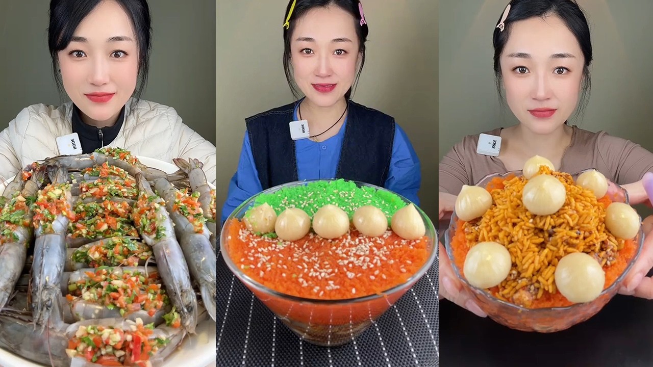【Yummy】Spicy sauce shrimp + spicy sauce shrimp with fish roe + fish roe bowl🦐🐟🧄🍋🌶#mukbang#Seafood