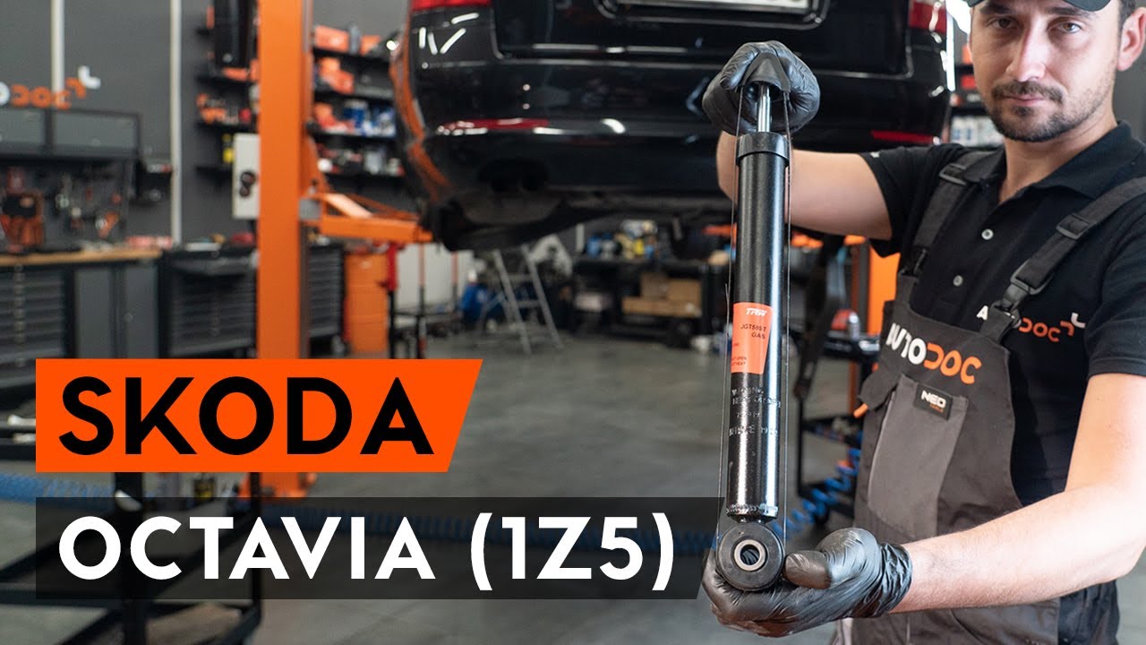 Hvordan bytte bak støtdemper der på OCTAVIA (1Z5) [AUTODOC-VIDEOLEKSJONER]