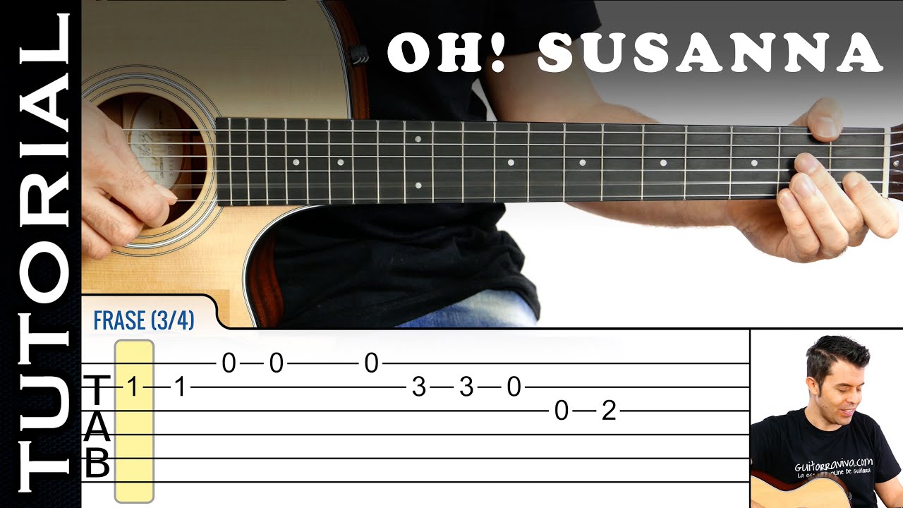 Cómo tocar Oh Susanna ! melodía muy fácil para guitarra de  guitarraviva