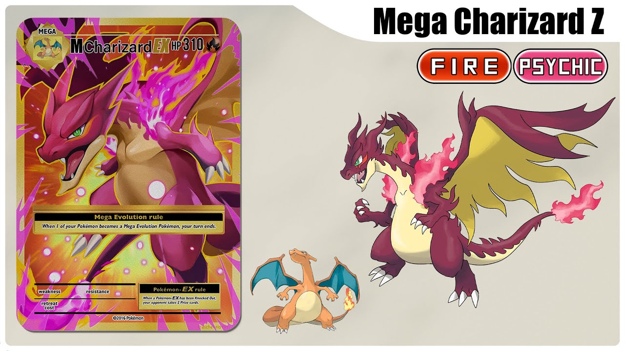 Drawing New Pokemon TCG Card : Mega Charizard Z (Fire/Psychic)