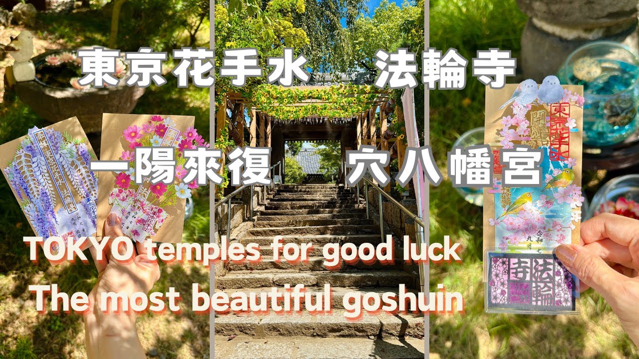 東京最美花水手 法輪寺 絕美剪紙御朱印＋穴八幡宮 運氣提升 開運招福 TOKYO temples for good luck, good fortune, beautiful goshuin