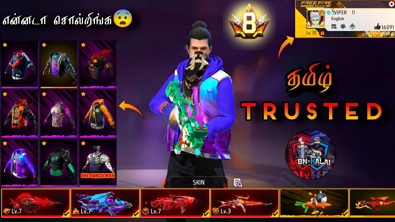 Free fire ( ID ) Sell | Trap Elite, Black Hair & 3 Evo Max | Op Collection Available Tamil✅#trending