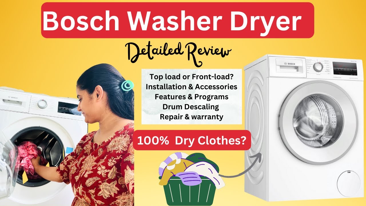 Bosch Washer Dryer Combo Review 9 kg/6 kg | Drum Cleaning /Descaling | All Programs Explained