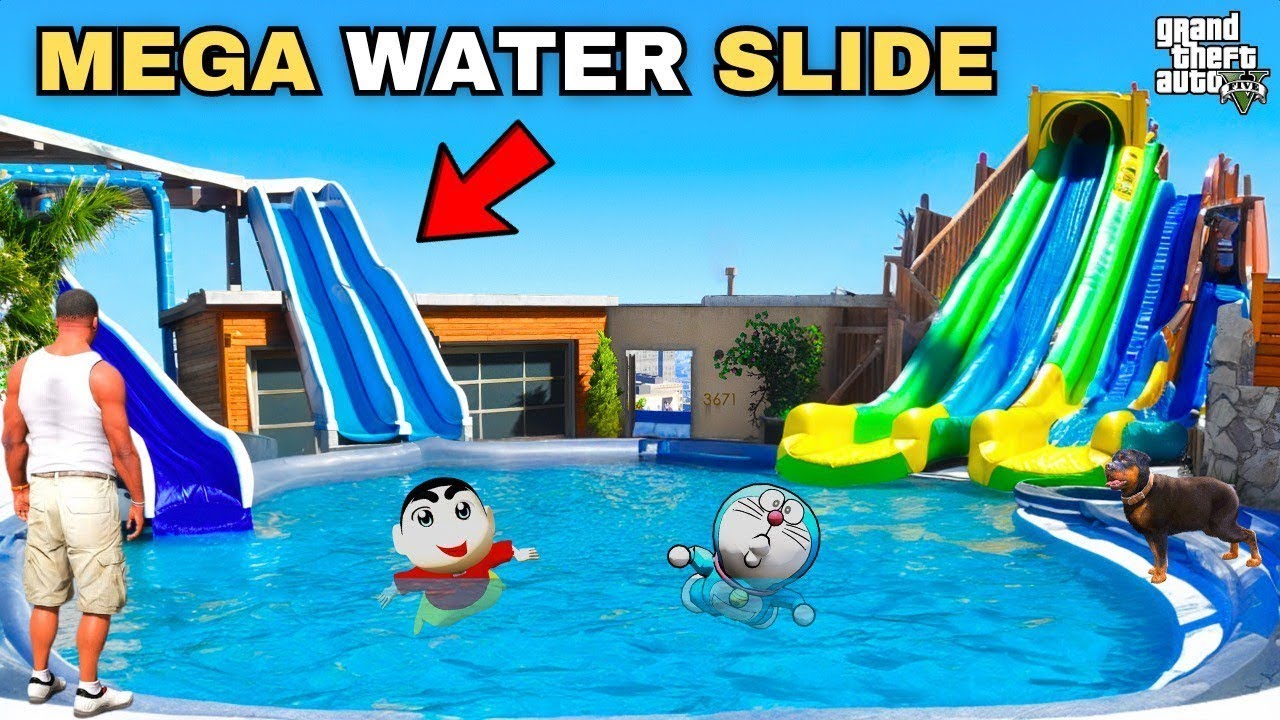 GTA 5 : Franklin And Shinchan Opening a Water Park in Franklin's House !
