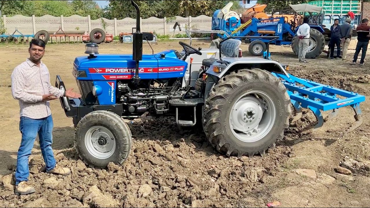 Powertrac Euro 47 Tractor जो बात इसमे है वो किसी और कहाँ Power House ज़बरदस्त ताक़त शानदार Mileage