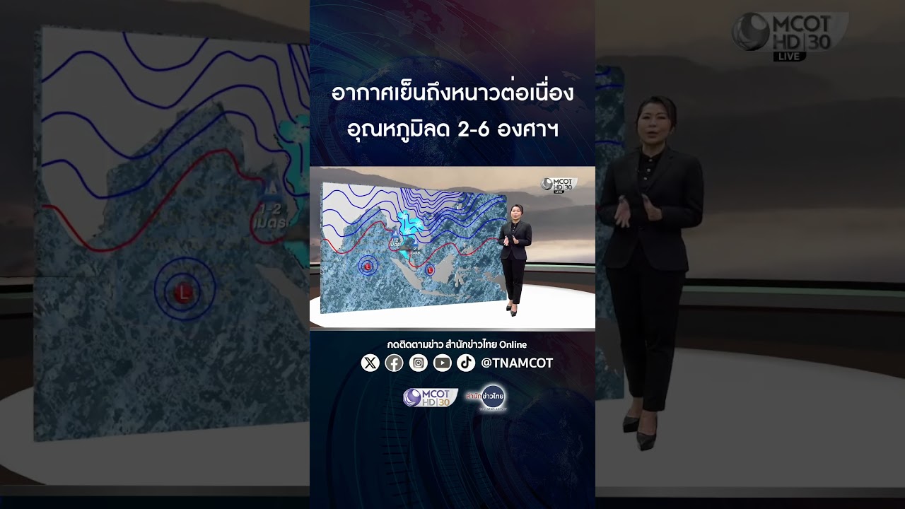 อากาศเย็นถึงหนาวต่อเนื่อง อุณหภูมิลด 2-6 องศาฯ