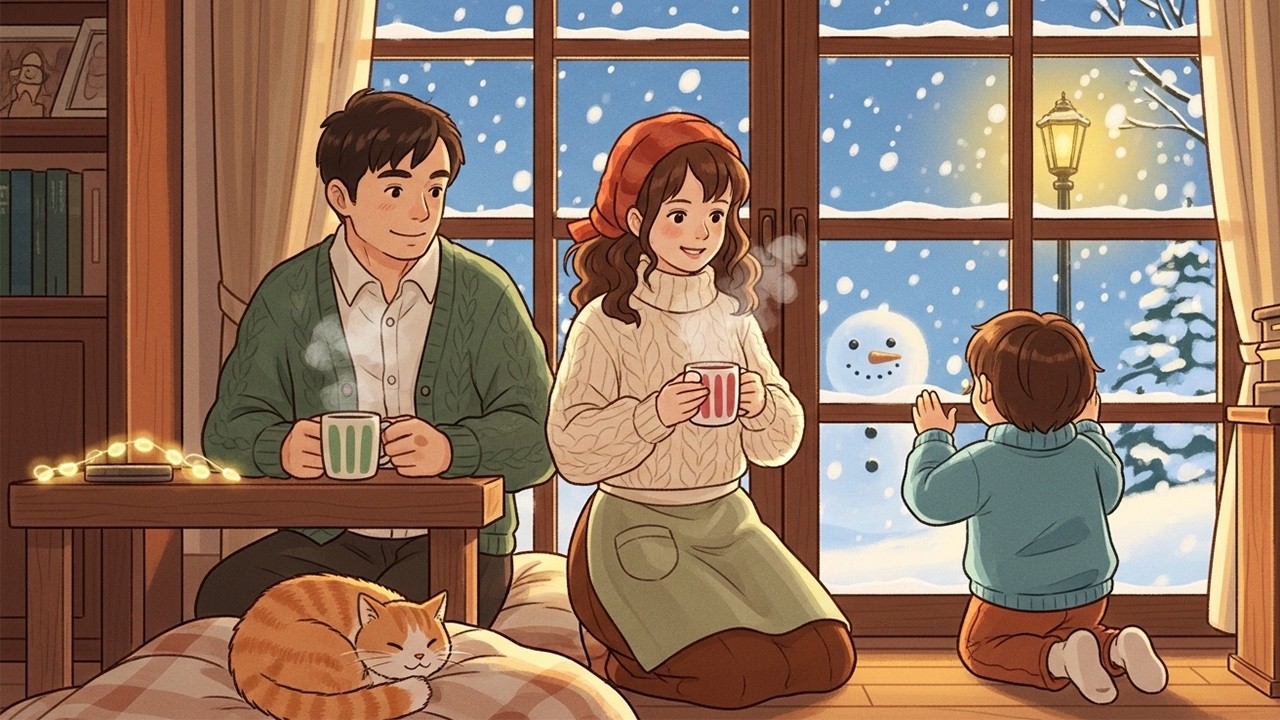 Snowfall Outside, Warm Cozy Home Inside Slow Living & Peaceful Cooking | Ghibli Inspired Ambience