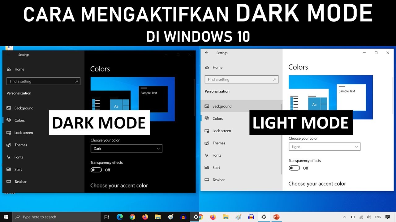 How to Set Dark Mode in Windows 10 | Windows 10 Tutorial in Indonesian