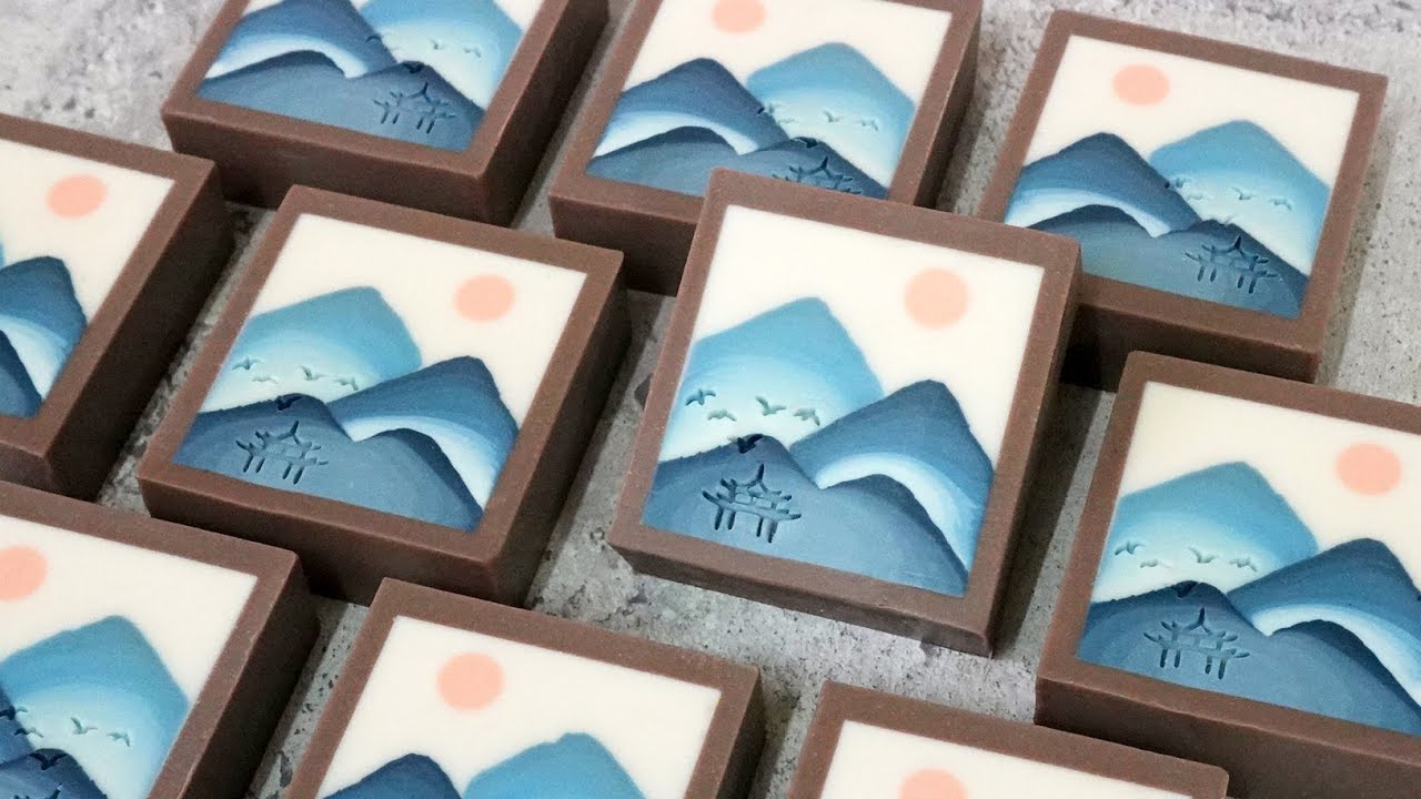 加框風景皂 - framed landscapes handmade soap for 2024/03 soap challenge club, cold process - 手工皂