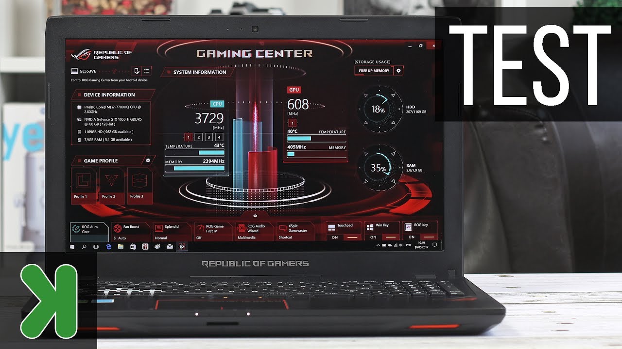 Test laptopa ASUS ROG Strix GL553VE z GTX 1050 Ti