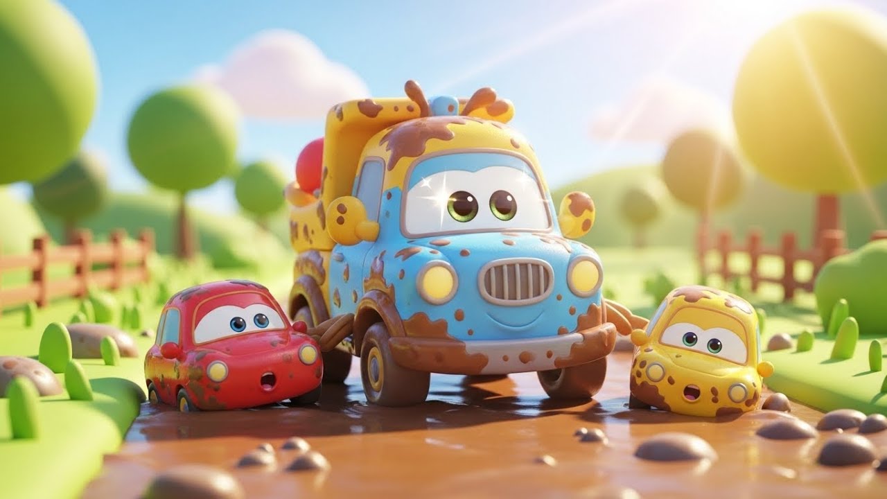 Muddy Toy Truck Saves the Stuck Cars 🚚💦 | Rescue Kids Song