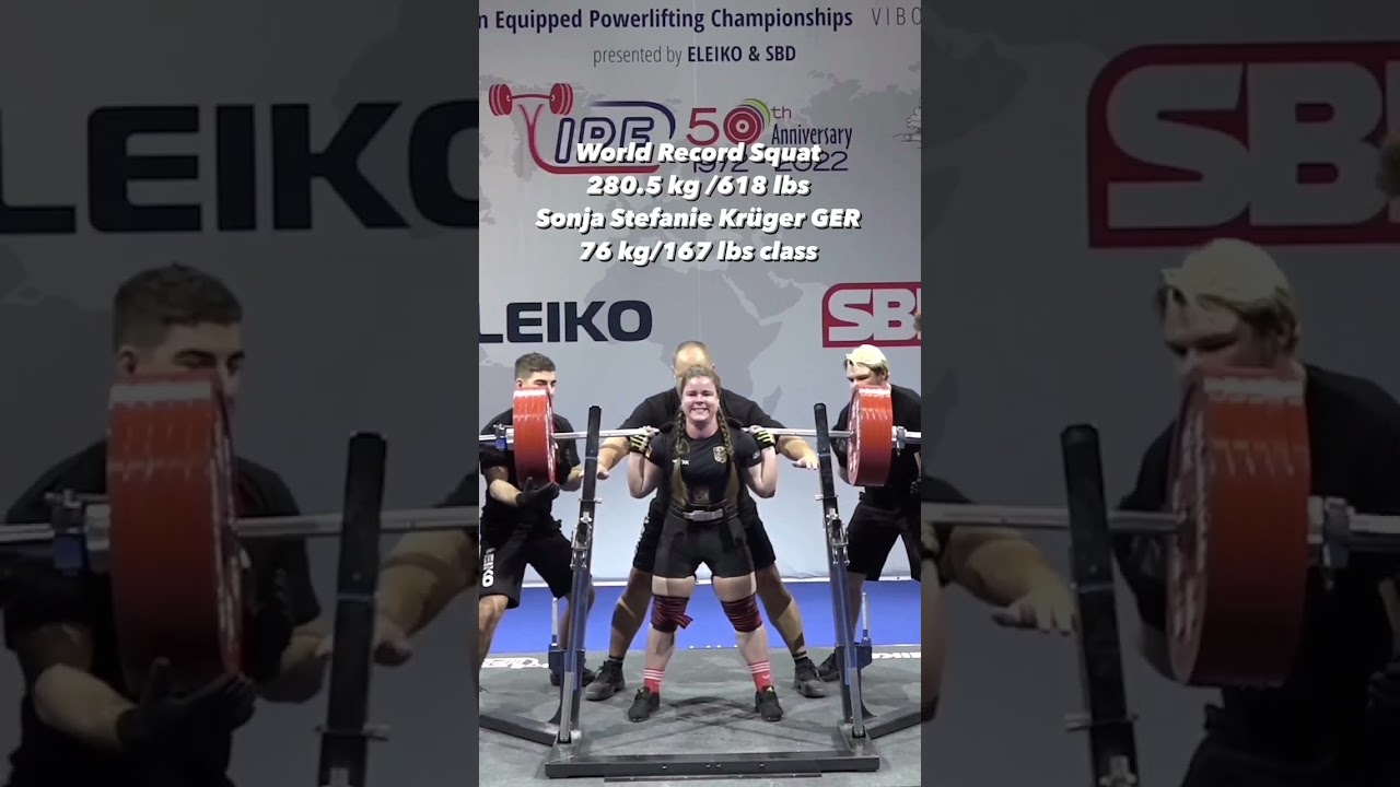 World record squat Sonja Stefanie Kruger of Germany at IPF equipped Worlds.  