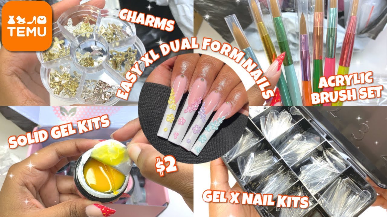EXTREMELY AFFORDABLE TEMU NAIL SUPPLY HAIL 💲🧡 | $2 Nail Art + XL Dual Form Nail Application