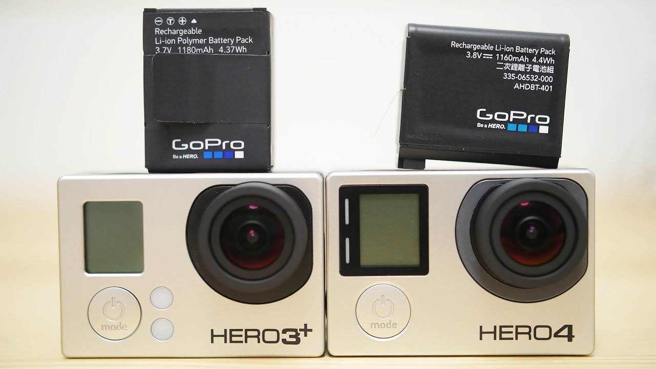 GoPro HERO4 BLACK Battery Life info & comparison test VS 3+ Black edition