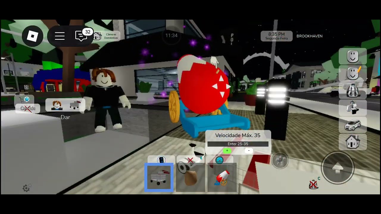Jogando os moradores de Brookhaven no canhão em Brookhaven RP 🏠 