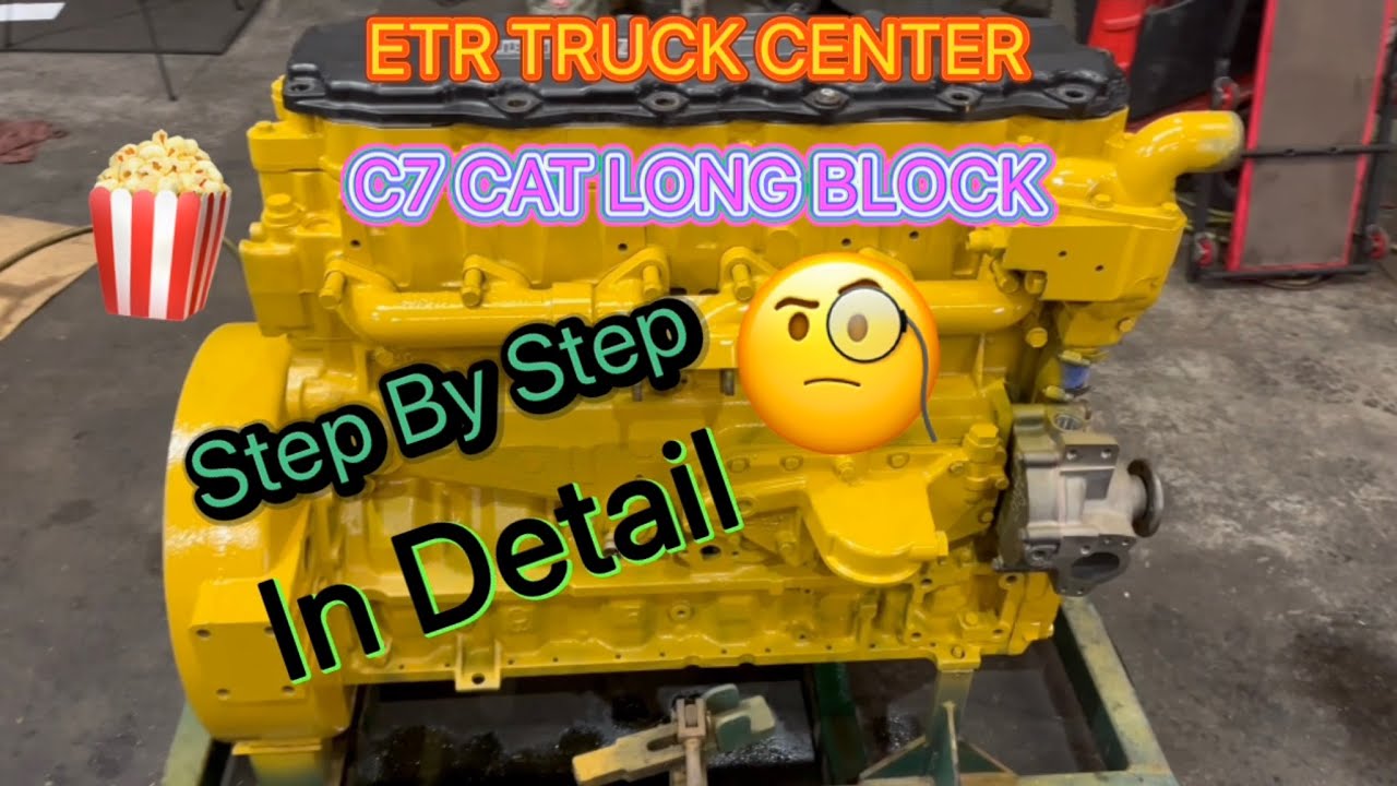 How to rebuild a Caterpillar C7 diesel engine long block. Step by Step. #trucking #caterpillar