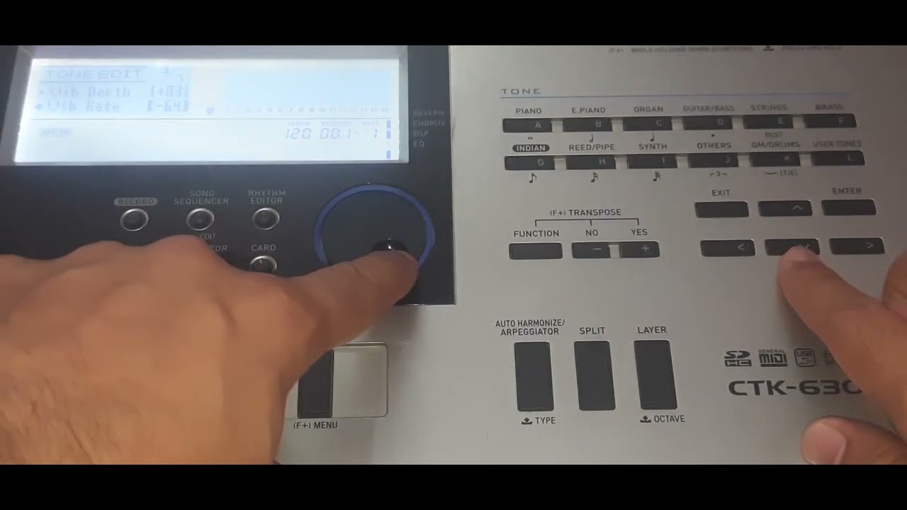 Edited Harmonium sound Casio CTK 6300 keyboard mixing with Eco and Chorus close display visibility