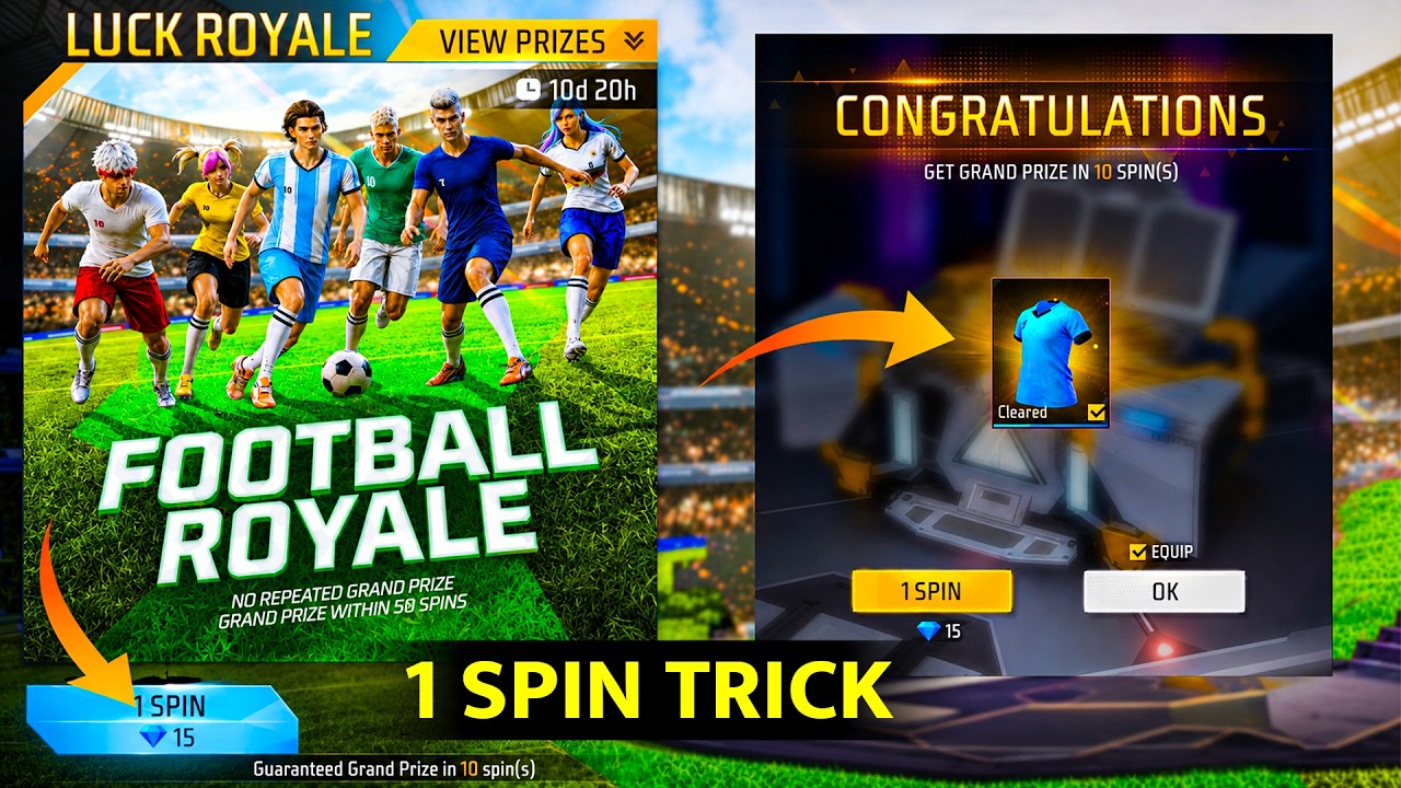 10 Spins Me Grand Prize ⚽| Football Royale Free Fire | 15 Diamond Spin में  Jersey कैसे मिलेगा
