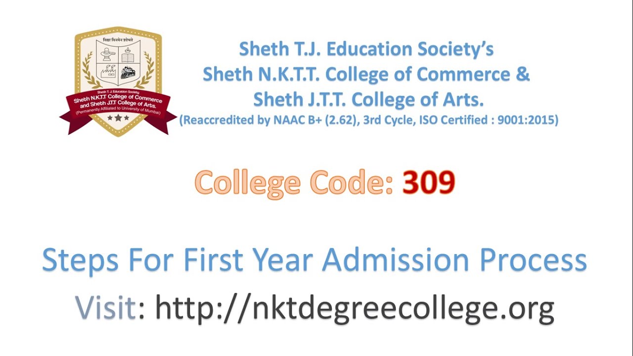 First Year Admission Process NKT College 2021 22