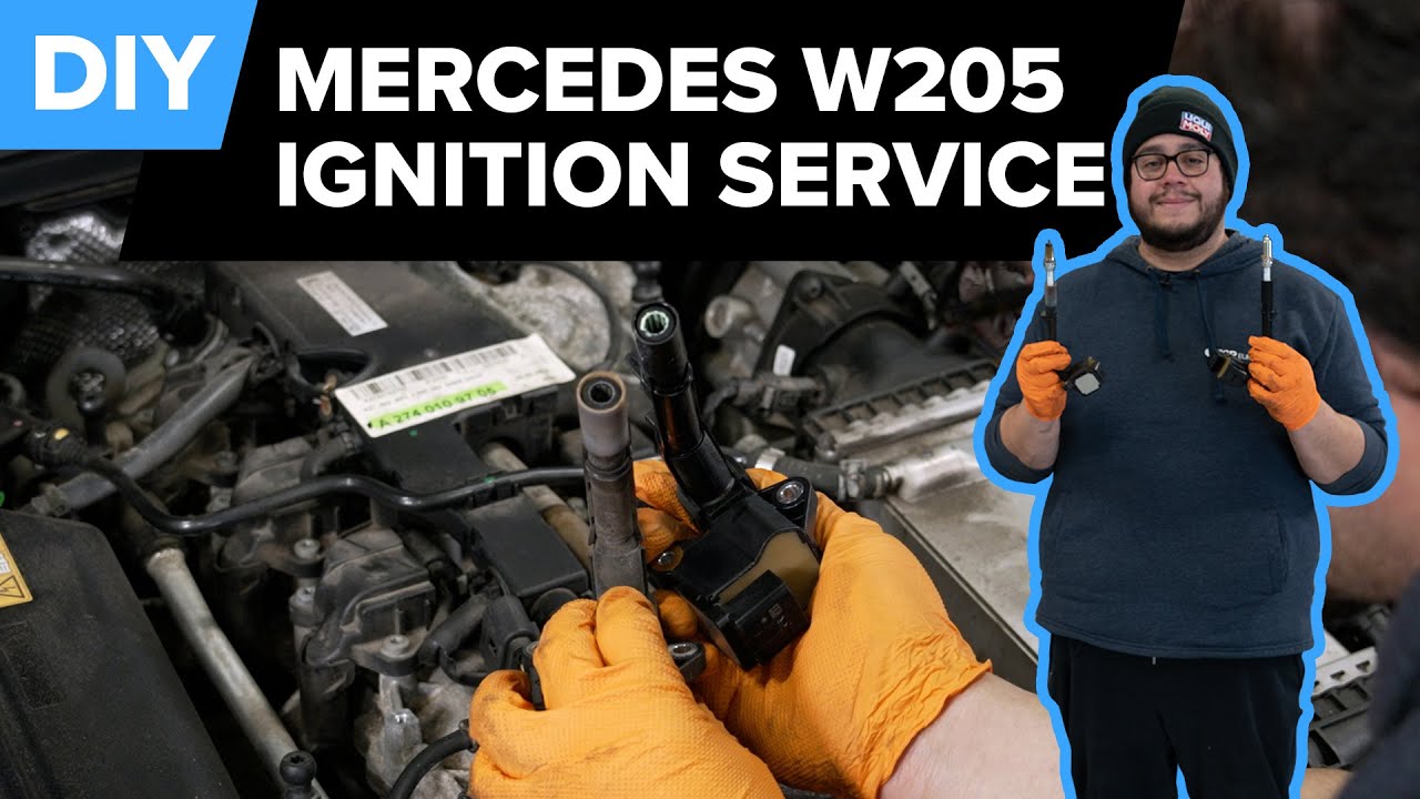 Замена свечей зажигания и катушки зажигания Mercedes-Benz C300 своими руками (Mercedes W205 2015-...