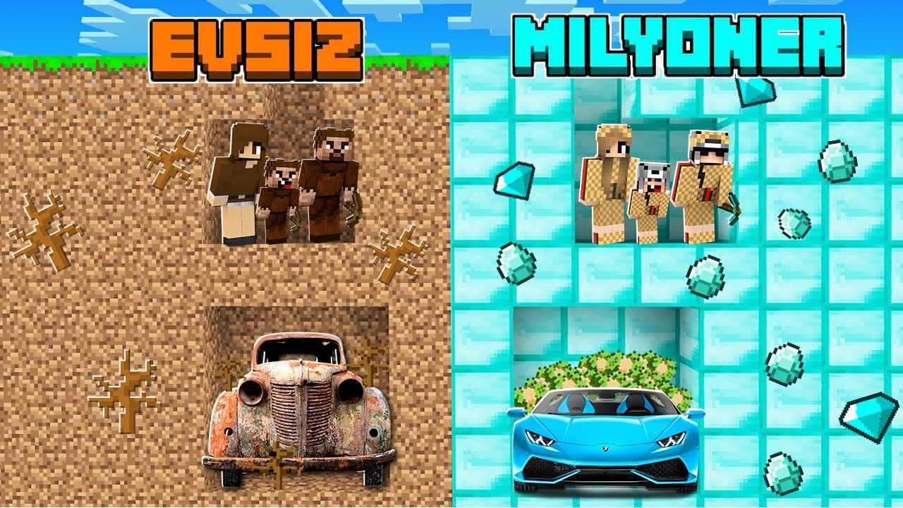 EVSİZ AİLE MADENİ VS MİLYONER AİLE MADENİ 😱 - Minecraft