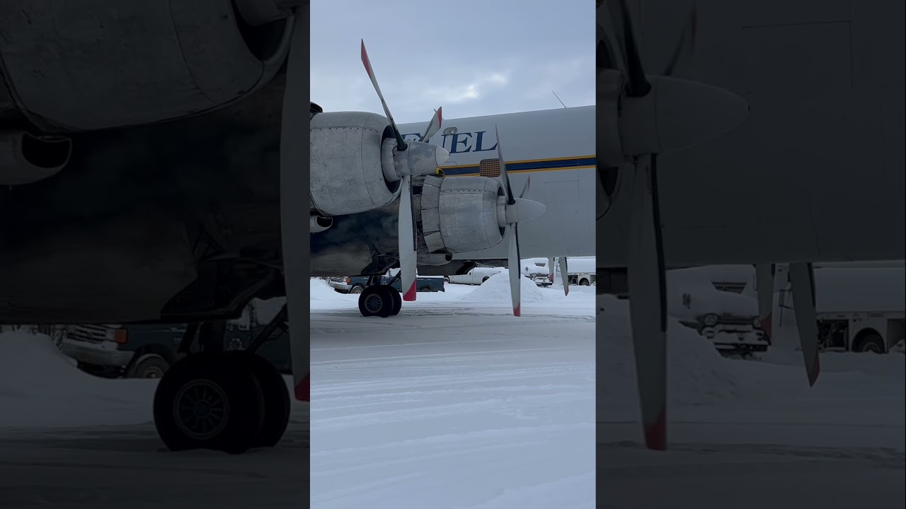 Starting the 70 year old engines on the DC6 #pilotlife #dc6 #startup #coldstart #alaska #arctic