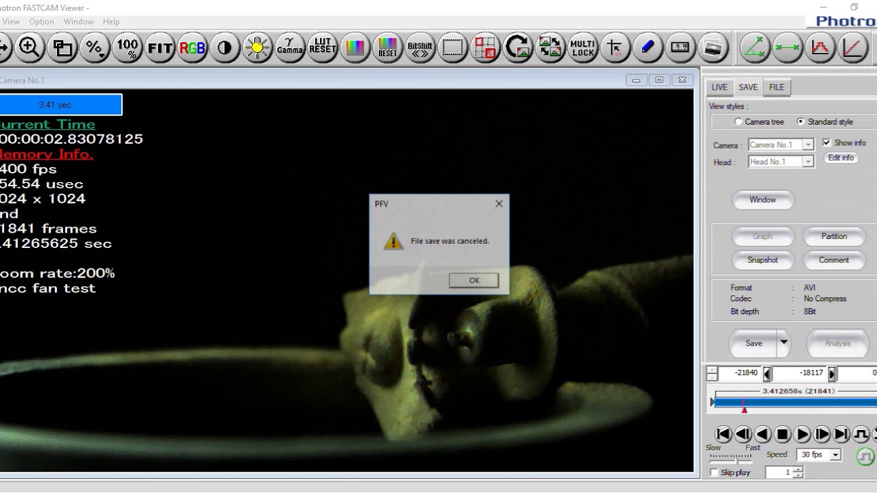Photron AX200 MiniCam high speed camera setup introduction - part 2 software setup
