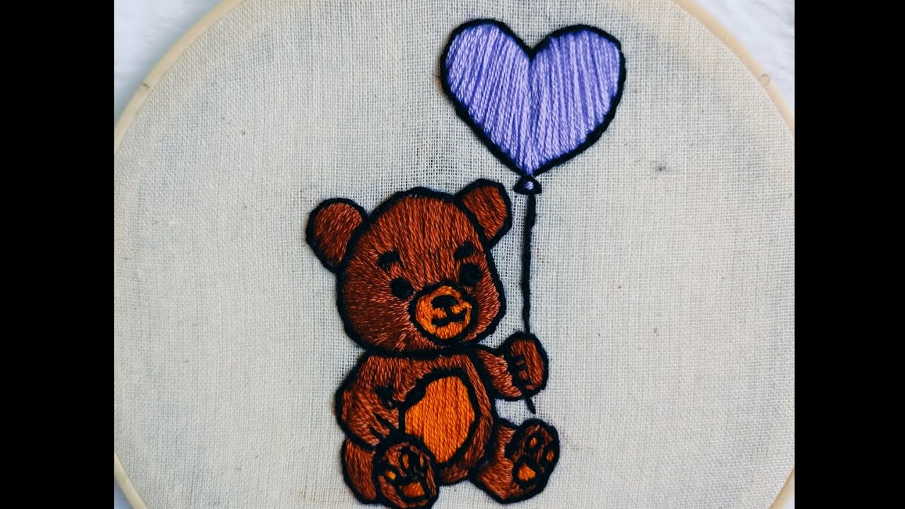 “Watch me turn simple fabric into a Teddy Day memory 🧵🧸💜”| Embroidery For Beginners 