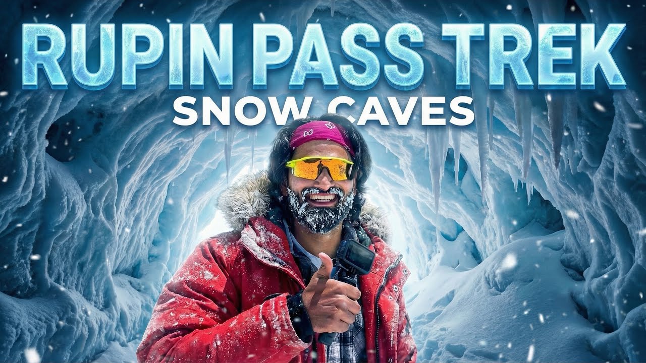 3rd Day of Rupin Pass Trek - 1500m Giant Waterfall & Glacier Tunnels