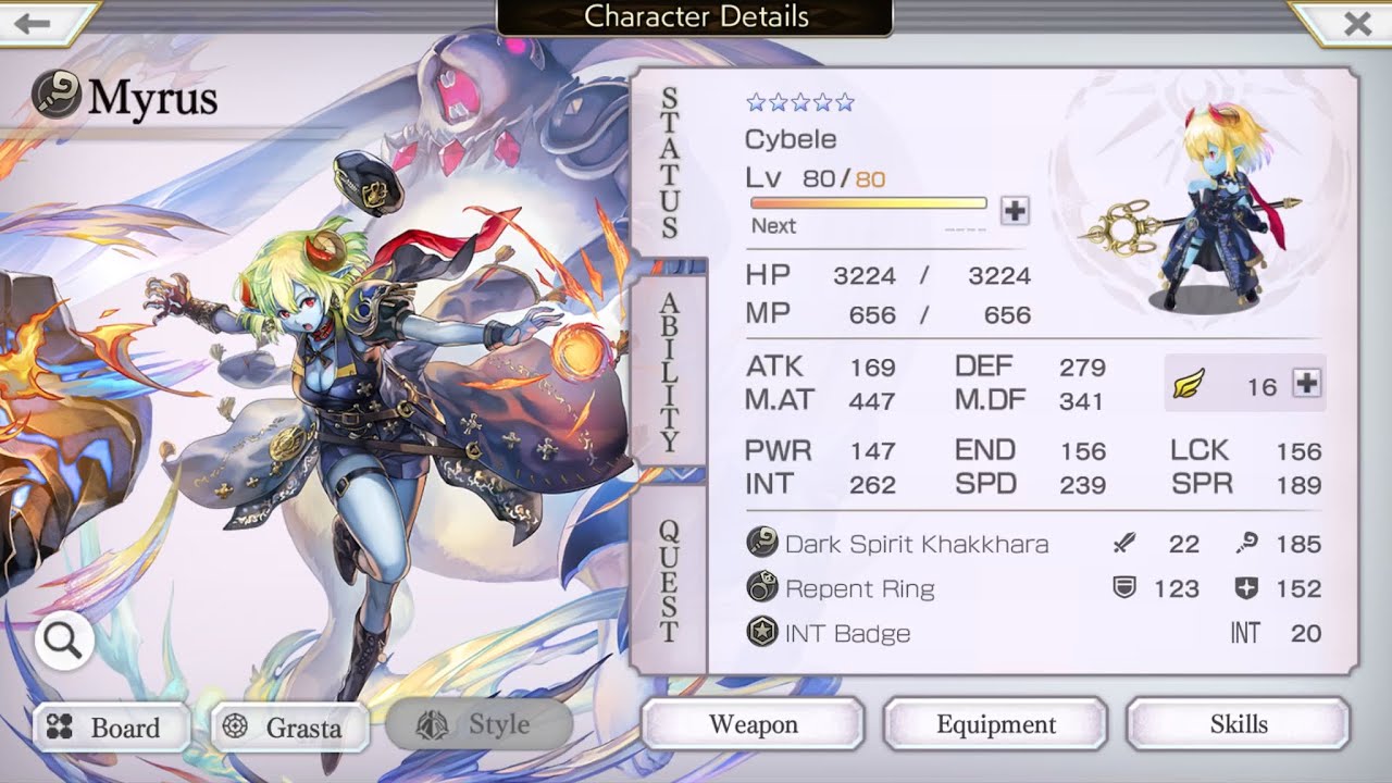 Another Eden Global AS Myrus 5* Review, Skills And Gameplay (Son's Account)! Earth Mage DPS, Crits!