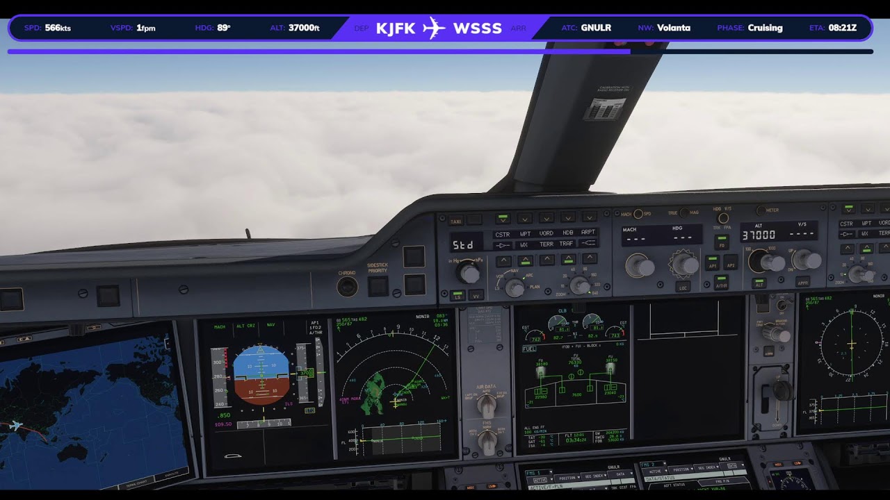 Canada Virtual Air-- World's Longest Flights-- A350 -- KJFK - WSSS