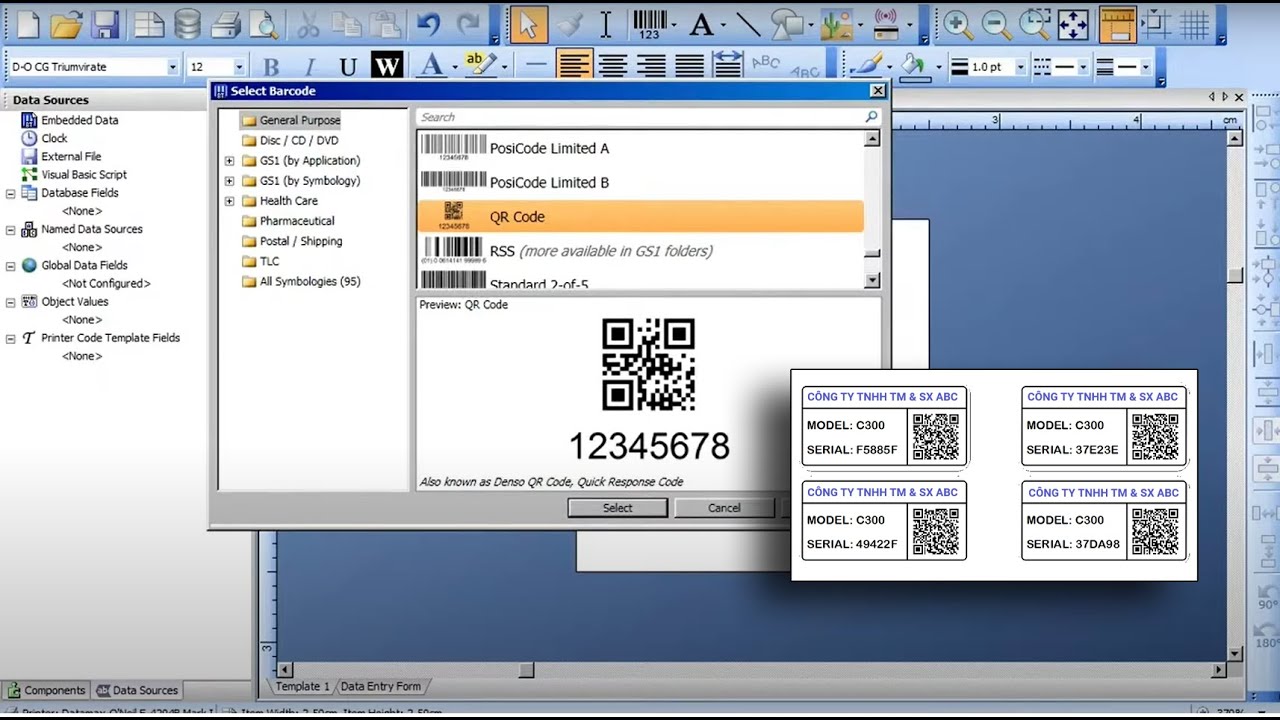 CÁCH IN MÃ QR CODE TRÊN PHẦN MỀM BARTENDER - HƯỚNG DẪN THIẾT KẾ VÀ IN QR CODE BẢO HÀNH - XÁC THỰC