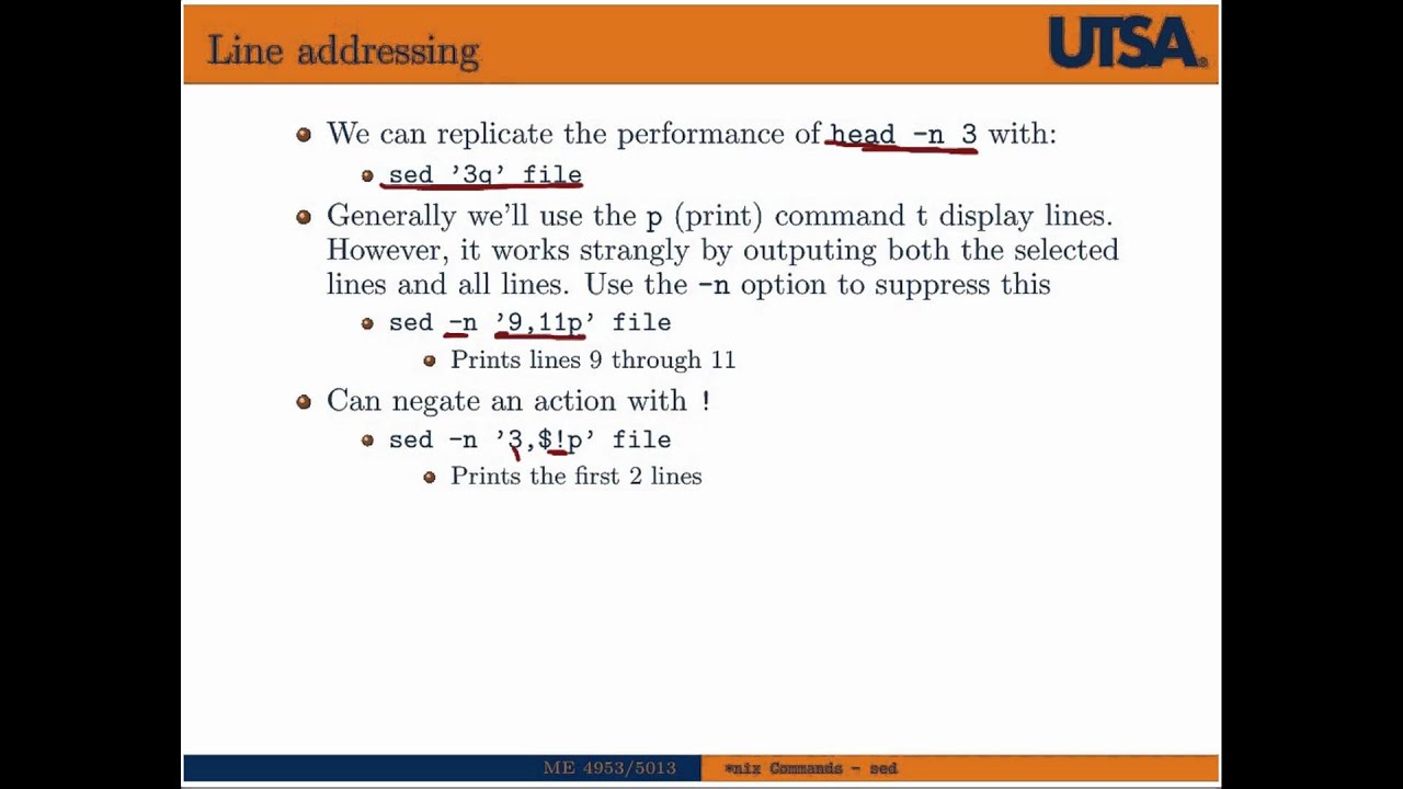 Basic UNIX Commands - sed