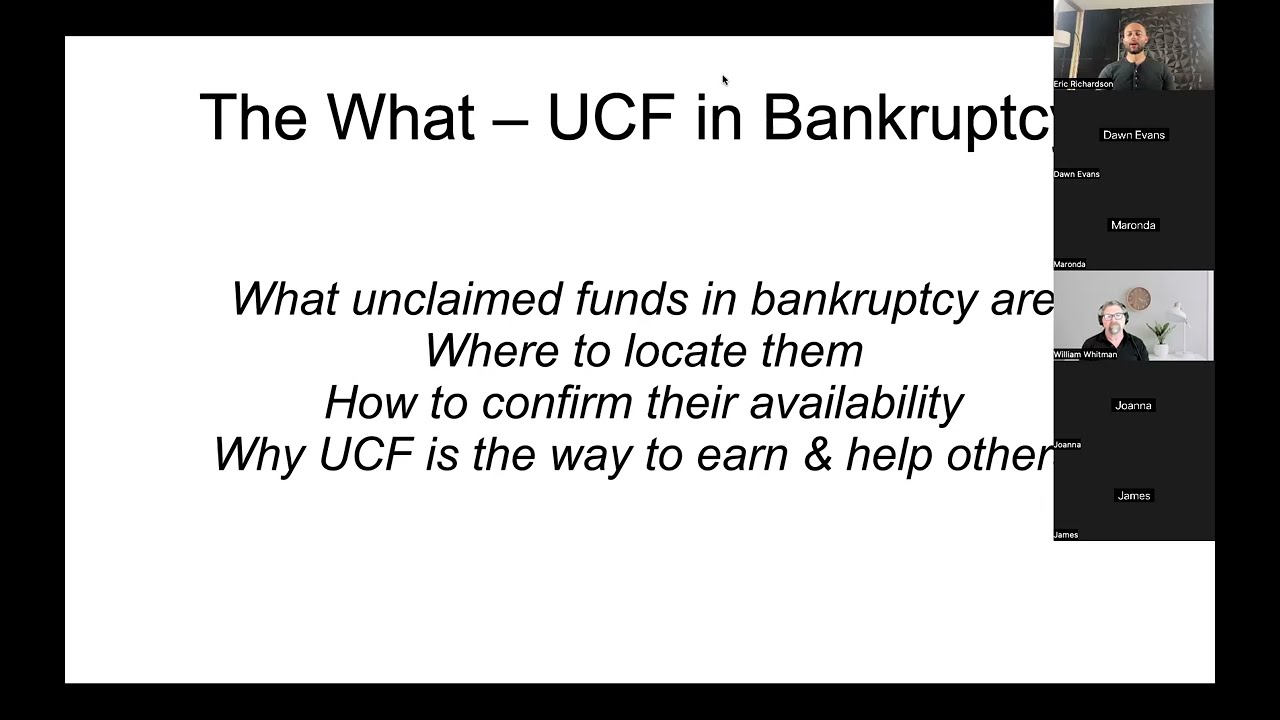 Unclaimed Bankruptcy Funds webinar